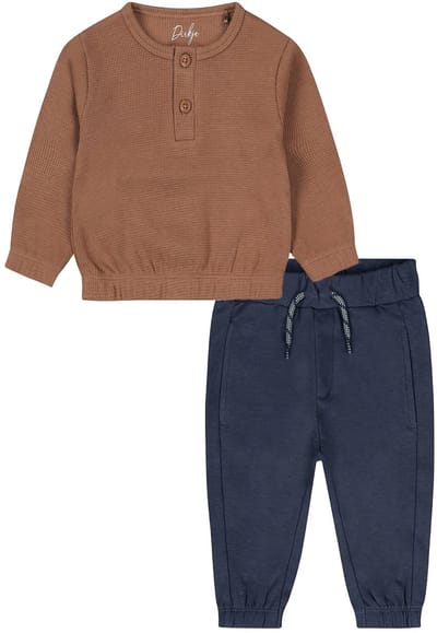 Dirkje - Kledingset - Jongens - Broek Navy - Truitje Bruin met opa sluiting - Maat 86