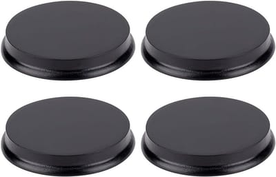Ronde houten pedestals set van 4, 79.5 mm, zwart gelakt voor actiefiguren, miniaturen en modelbouw projecten