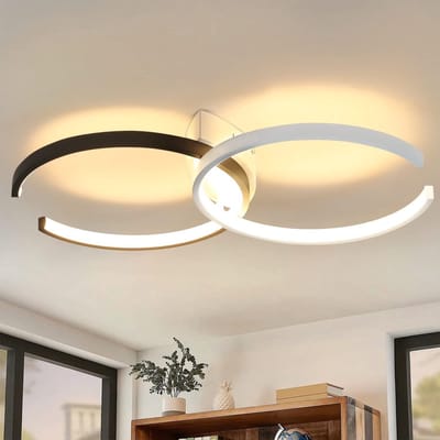 NETTLIFE Moderne Plafondlamp - Zwarte Plafondlamp met dubbele C-ringen - LED Plafondverlichting voor Slaapkamer Keuken Eetkamer & Kinderkamer