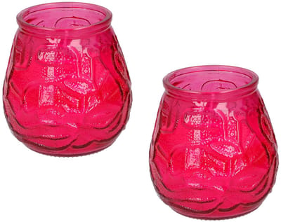 Set van 3x stuks citronella lowboy tuin kaarsen in rood glas - 10 cm - 15 branduren