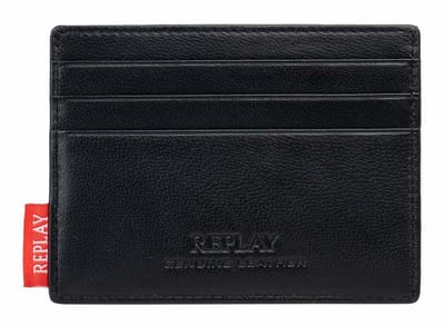 REPLAY Leren Kaarthouder Credit Card Holder Black Zwart