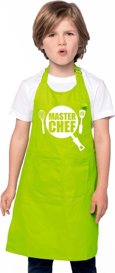 Master chef keukenschort - voor kinderen - groen - jongens en meisjes - Koken - Cadeau - kleine hulpjes