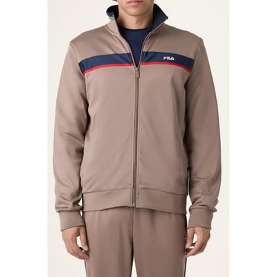 FILA Sagano Regular Taped Track Jacket Taupe Gray Maat: M | Hoodies Outlet | Heren | Grijs