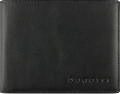 Bugatti Super Slim Portemonnee RFID-bescherming Leer 12 cm - Jongens - Horizontaal - schwarz