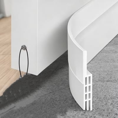 Deurafdichtingsstrip van 2 meter lang, gemaakt van siliconen, voor het afdichten van de onderkant van de deur, zelfklevend, blokkeert geluid en koude lucht, geschikt voor binnen- en buitendeuren en -ramen, wit.