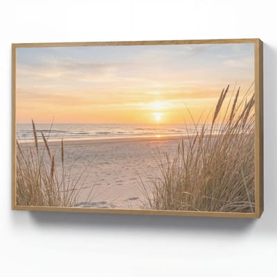 Wandlamp 90x60 cm - Oplaadbaar - Zonsondergang - Duinen - Zee - Wandlampen binnen woonkamer - Slaapkamer lamp - Decoratieve nachtlamp - Vloerlamp draadloos