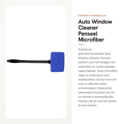 Dailygoods- Raamreiniger - Microfiber Reinigingspenseel - Afneembaar Handvat - 12,5 x 8,5 cm - Lichtgewicht 81 g - Voorruit Reiniging - Ruitensproeier