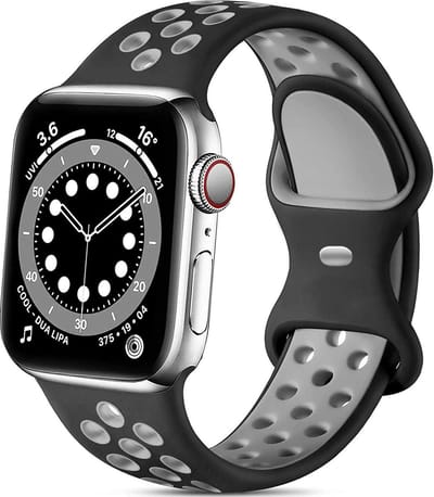 Strap-it Leren Hybrid band - Geschikt voor Apple Watch Series 1/2/3/4/5/6/7/8/9/10/11/SE/SE2/SE3/Ultra (2/3) - Zwart - Leer / Siliconen band met gesp - Leder iWatch bandje voor maat: 44mm / 45mm / 46mm / 49mm