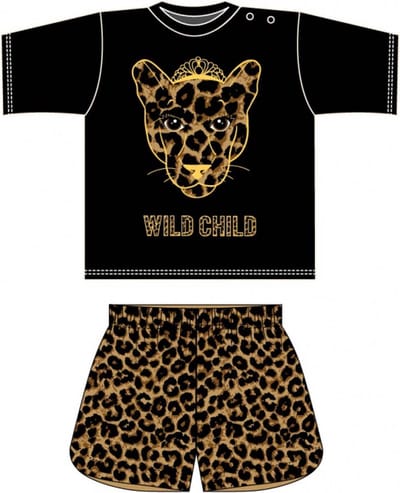 Fun2Wear - Wild Child Shortama Kids | Zwart - Katoen - Maat 92
