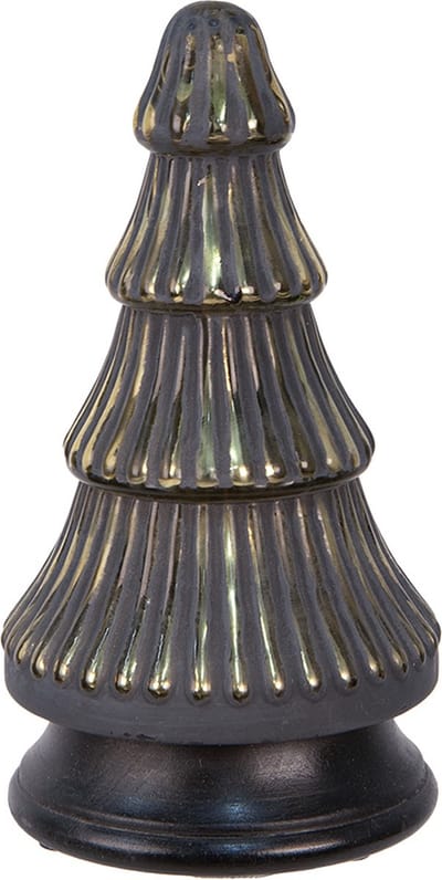 Clayre & Eef Kerstdecoratie Kerstboom Ø 14x25 cm Grijs Goudkleurig Glas