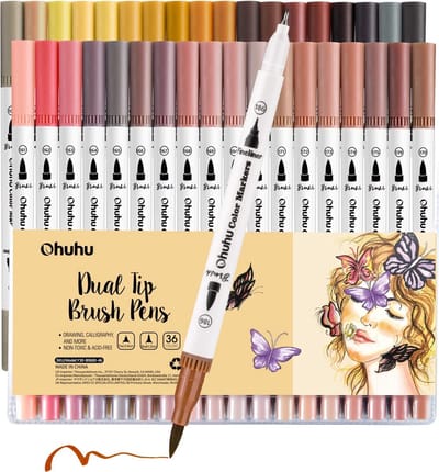 Ohuhu - Maui Brush & Fineliner - Dual Tip Brush markers - waterbasis - 36 Skin Tone kleuren