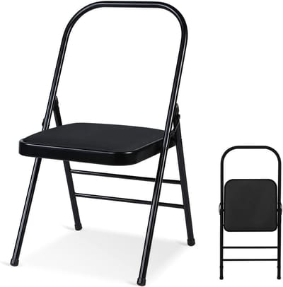 Yoga Stoel - Fitness Kruk - Houding Verbeteren - Opvouwbaar Stevig Frame - 300 pond Belasting - Zwart