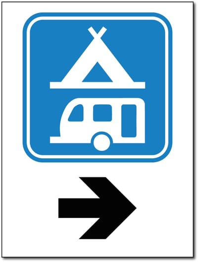 Camping bord - Verwijzing rechtsaf - Forex - 30 x 40 cm - Weerbestendig