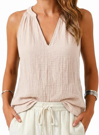 Elegante Zomer Mouwloze V-Hals Tanktop voor Dames, Lichtgewicht en Ademend Ontwerp, Perfect voor Casual Outfits