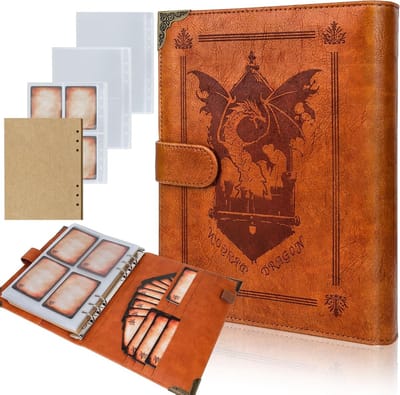 Kaarthouder voor DnD en RPG, Toverboek voor in de tas, Referentiekaarthouder en Spelaccessoires met 60 Spelerskaarten en Organisator