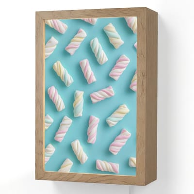 Wandlamp 20x30 cm - Oplaadbaar - Spekjes - Pastel - Snoep - Blauw - Wandlampen binnen woonkamer - Slaapkamer lamp met kabel - Decoratieve nachtlamp - Vloerlamp snoer
