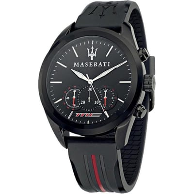 Maserati Traguardo Zwart Siliconen/Rubberen Heren Quartz Chronograaf R8871612004 Horloge zwart