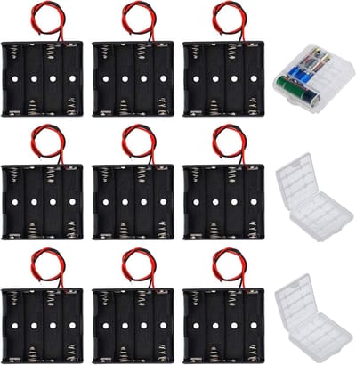 Batterij Houders - Opbergdozen Batterijen - Batterijen Organiseren - 9 Stuks Set - 4x AA Slots - Zwart