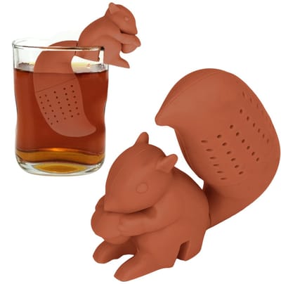 Dailygoods- Thee-infuser Eekhoornvorm - Siliconen - Hittebestendig tot 250℃ - Voor losse thee - Voedselkwaliteit - Lichtgewicht 35g - Theezeef