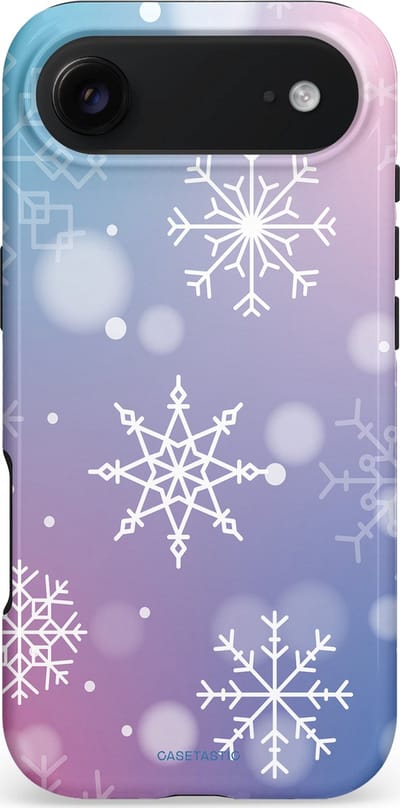Casetastic hoesje geschikt voor Apple iPhone Air - MagSafe - Dubbellaagse bescherming - Snowy Winter Gloed - Fashion Case - Lila Lichtgrijs Lichtblauw Lichtroze