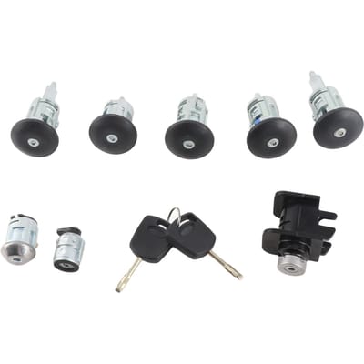 Ensemble de cylindre de serrure de voiture avec clés, avec serrures d'allumage, de porte, de capot et de carburant 4425134 Remplacement pour TRANSIT black