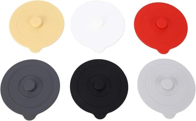 Ronde siliconen deksels voor bekers, universele en stofdichte dekking, set van 6 in diverse kleuren, 9.5 cm groot, ideaal voor glazen en mokken