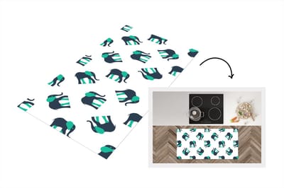 Keukenloper - Loper keuken - Olifant - Patroon - Groen - 120x60 cm - Keukenloper vinyl