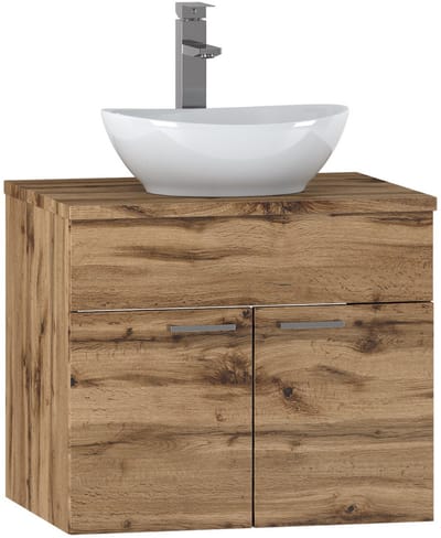 Badplaats Wastafelkast Colorado 60 x 46 x 52 cm – Eiken – Hangend Badmeubel met 2 Deuren
