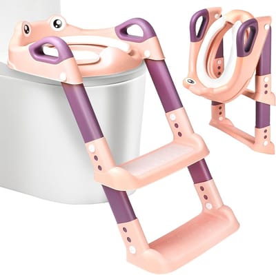 Toiletbril met Trap voor Kinderen, 2-in-1 Toilettrainer voor Jongens en Meisjes, Verstelbaar en Opvouwbaar, Veilig en Antislip, Ideaal voor Zindelijkheidstraining