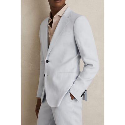 Reiss Sb 2b Notch Linen Blazer Soft Blue Size: 42 | Blazers Outlet | Heren | Blauw