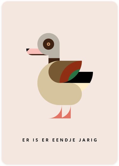 Eendje Wenskaarten - Set van 4 verjaardagskaarten - Er is er eendje jarig - Nijlgans