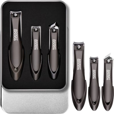 AdroitGoods 3-delige Nagelknipperset – Premium Zink-Aluminium & Hoogwaardig Koolstofstaal, Extra Krachtig voor Dikke Nagels, Precisiemodel Voor Handen & Voeten, Inclusief Luxe Opbergbox - Grijs