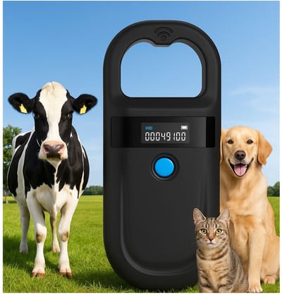 Premium Bluetooth RFID Chipreader voor Huisdieren – Draadloze Chiplezer – USB Oplaadbaar – FDX-B & EMID – Voor Katten, Honden en Andere Dieren - Zwart