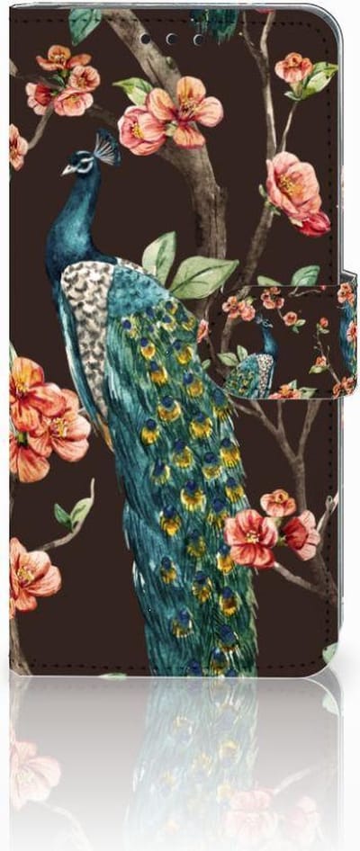 Huawei P30 Pro Telefoonhoesje met Pasjes Pauw met Bloemen