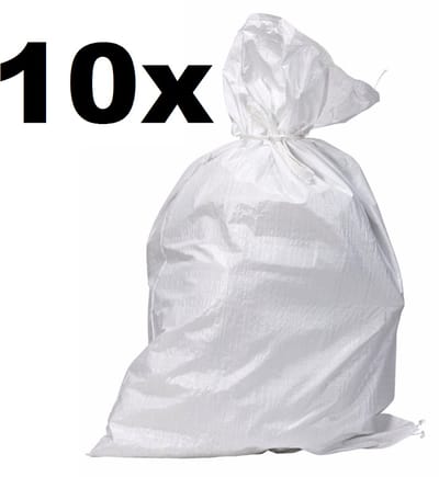 Puinzak Wit - 10 stuks 60 x 100 cm – Sterke Geweven Bouwafvalzakken – Herbruikbare Zandzakken - Steenpuin Zak - Big Bag