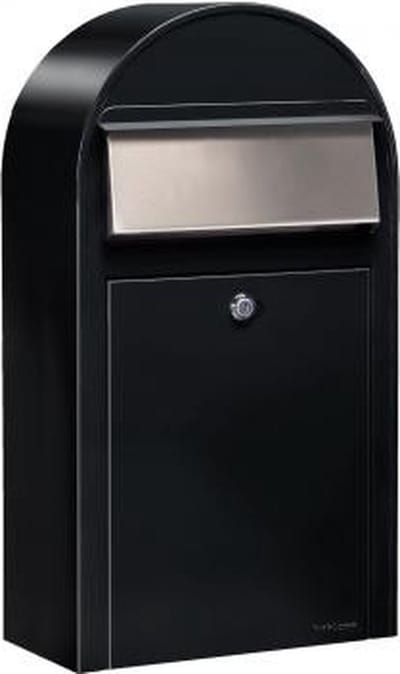 Brievenbus Bobi Grande S (Slim) Zwart Structuur / RVS Klep