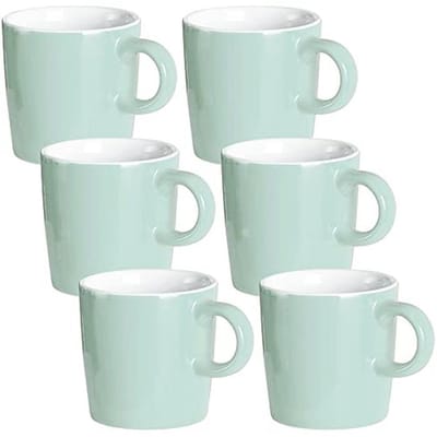 Mini Pro Espresso Beker 120 ml - Keramische Demitasse Koffiemokken Set van 6 - Turkoois