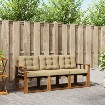vidaXL - Buiten - bank - set - 3 - st - Natuurlijk - en - Beige