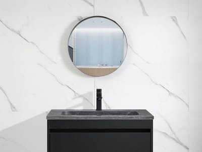 Mawialux Badkamerspiegel met zwarte rand - 50cm - Rond - Verwarming - Betty