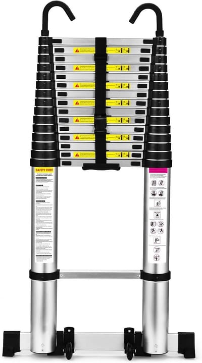 Lexium Telescopische Ladder - Telescopische Vouwladder - Werkhoogte - Aluminium - Geschikt voor Particulier en Professioneel Gebruik - Telescopische Vouwladder - Max. Belasting 150 kg