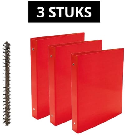 SOHO - Ringband A4 – 23-rings - O-mechaniek – 40 mm Rug – Rood – 3 Stuks