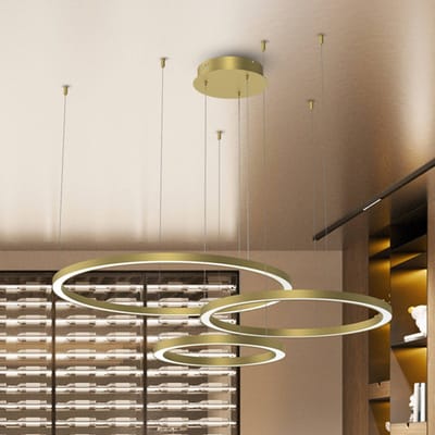 Eko-Light LED hanglamp Galaxia, kunststof, goud, 3-lamps, 85 W