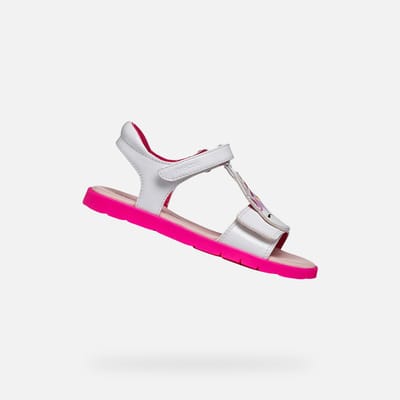 GEOX SANDAL JOYFOOT MEISJES Sandalen - WIT/FLUO FUCHSIA - Maat 26