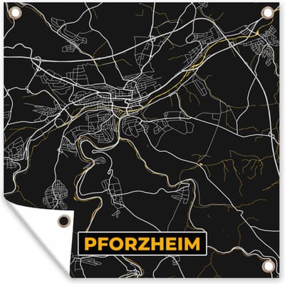 Tuin poster Pforzheim - Goud - Plattegrond - Stadskaart - Duitsland - Kaart - 200x200 cm - Tuindoek