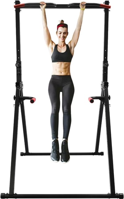 Verstelbaar Opvouwbaar Fitness Dip Station en Pull-Up Station voor Thuis