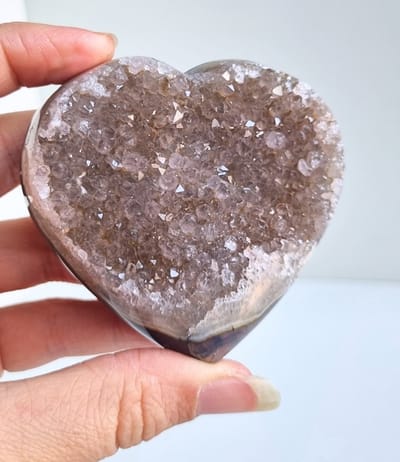 ThaleiaDesign - Amethist hart met agaat - Edelstenen en Mineralen - amethist - Spiritualiteit - Woondecoratie - valentijn - liefde - cadeau - cadeautje vrouw