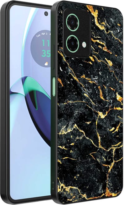 Geschikt voor Motorola Moto G84 Telefoonhoesje met Zwart Goud Marmer Opdruk - TPU Backcover Case Black Gold Marble Design - Zwart Goud - Smartphonica geschikt voor Motorola Moto G84