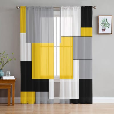 Transparante Gordijnen Voor Woonkamer Aquarel Schilderij Frisse Stippen Slaapkamer Balkon Grote Gordijnen Keuken Eetkamer Voile Gordijnen 135W x 114H(cm)