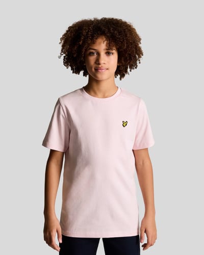 Lyle & Scott Plain T-shirt Polo's & T-shirts Jongens - Polo shirt - Lichtroze - Maat 122/128
