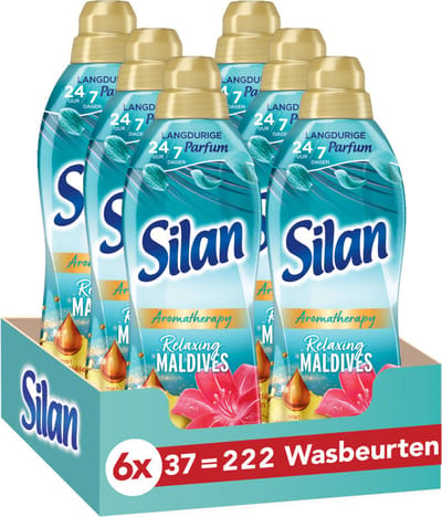 Silan Aroma Therapy - Relaxing Maldives - Wasverzachter -Zijdezachte Was - Langer Stralende Kleding - Langdurige Frisheid - Voordeelverpakking - 6 x 37 wasbeurten